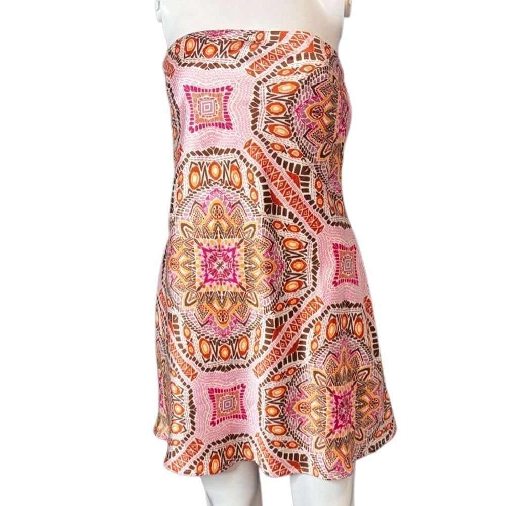 Forever 21 Colorful Strapless Geometric Dress Medium